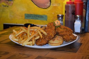 The Sink's Chicken and Waffles "sandwich."  Photo by Zach Thomas.
