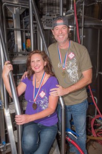 Leslie and Steve Kaczeus in their Niwot brewery