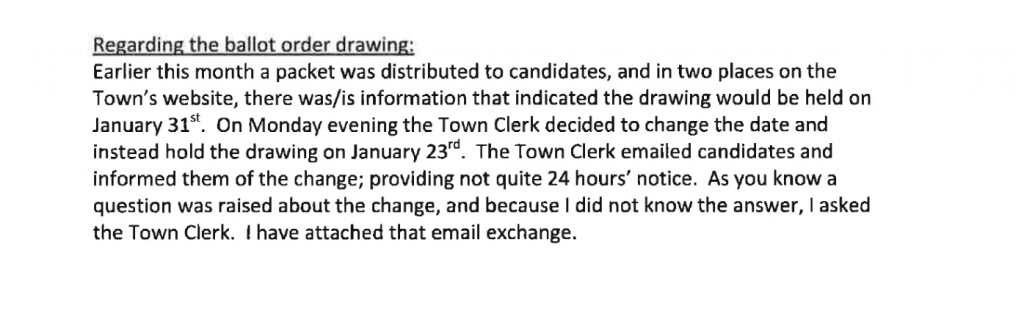 Screenshot, email exchange between A.J. Krieger and the Board of Trustees