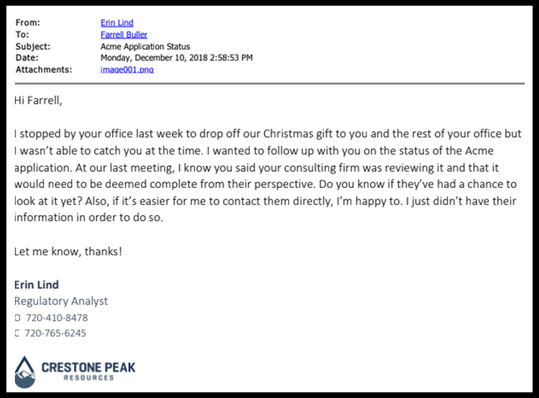 Crestone Peak offering Erie employee gift