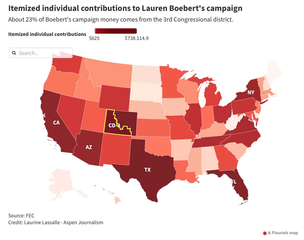 Out-of-district fundraising a key source for Boebert, as Frisch gains ...