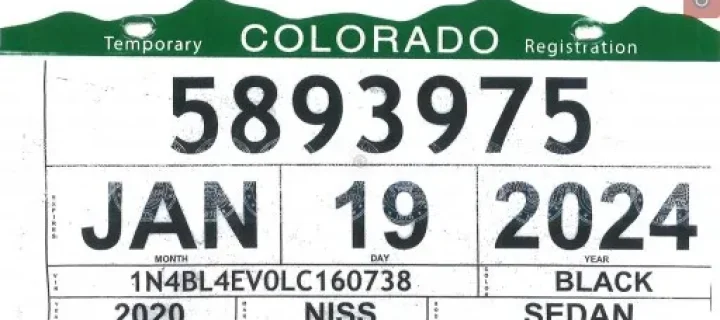 Colorado DMV warns against use of fake temporary license plates