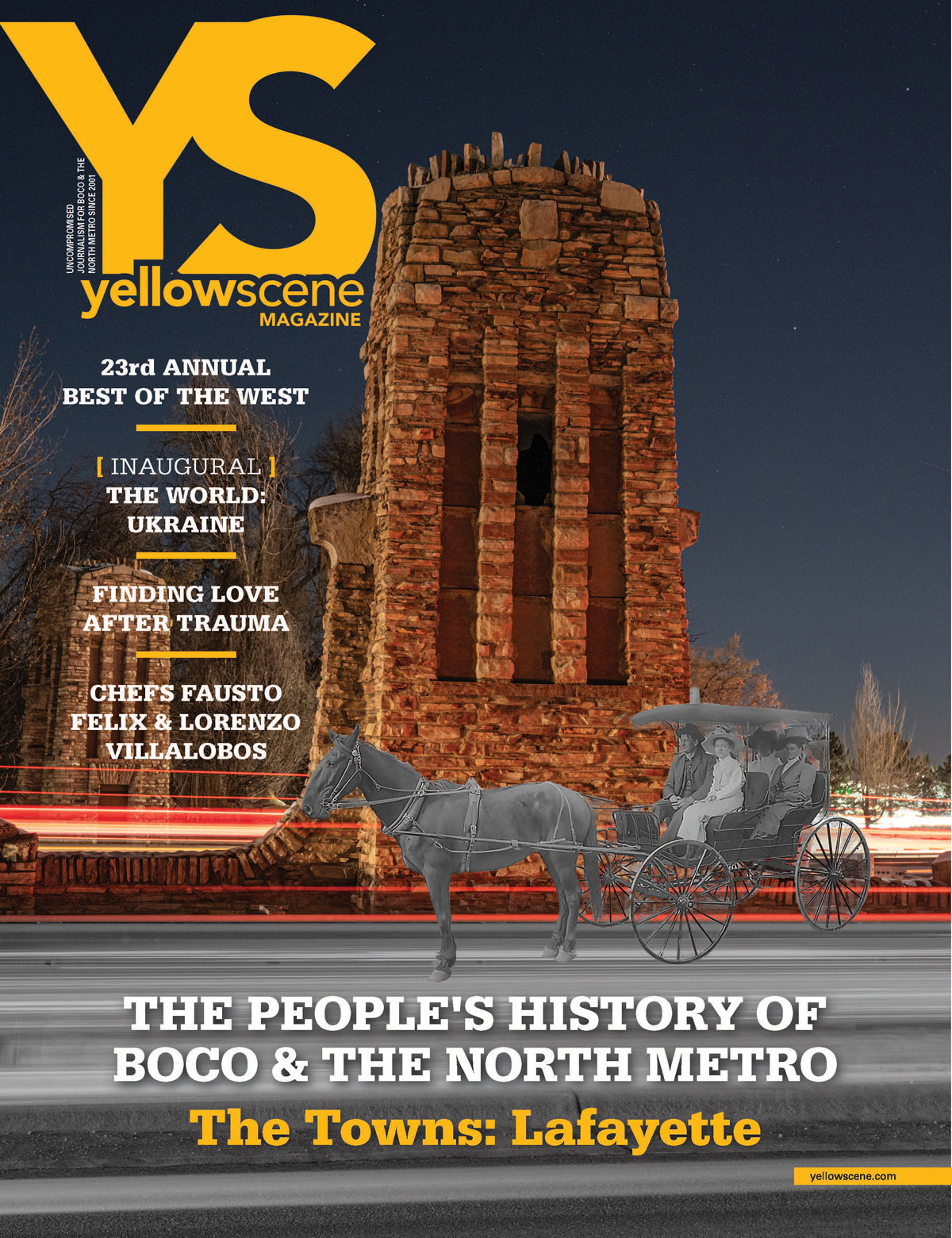 yellow scene  magazine cover for February 2023